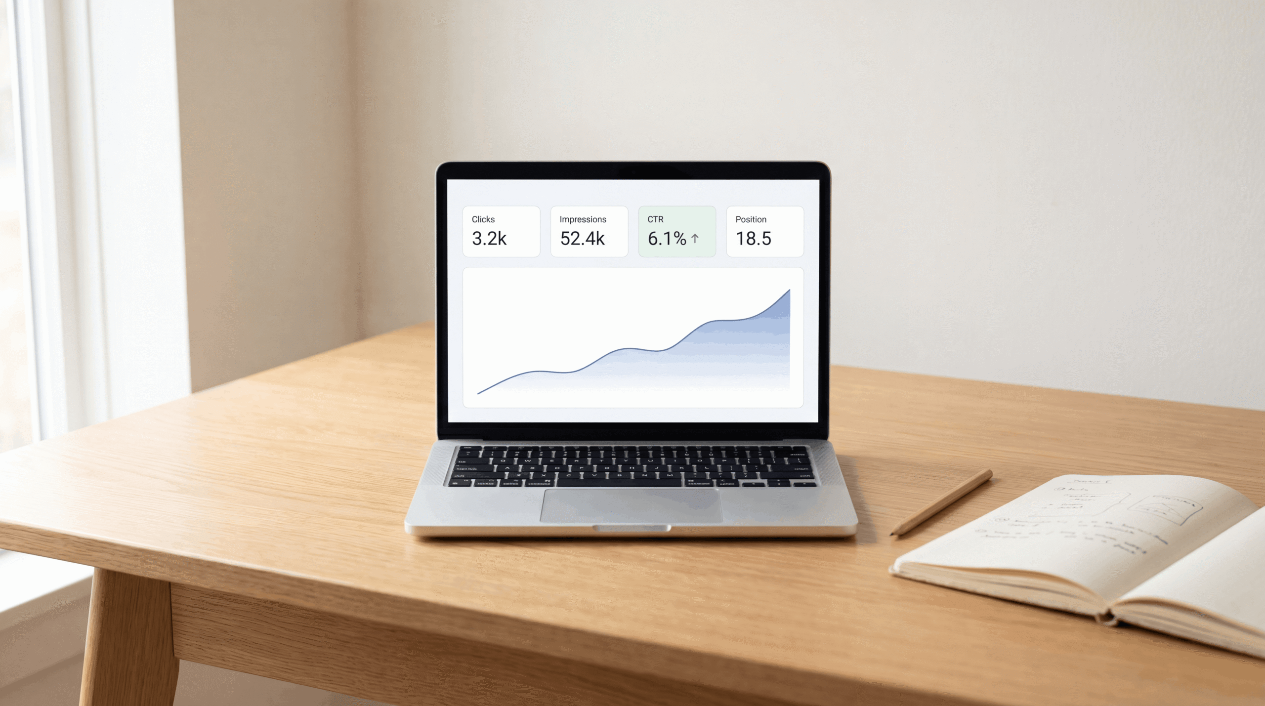 google search console for beginners performance dashboard showing clicks impressions and average position