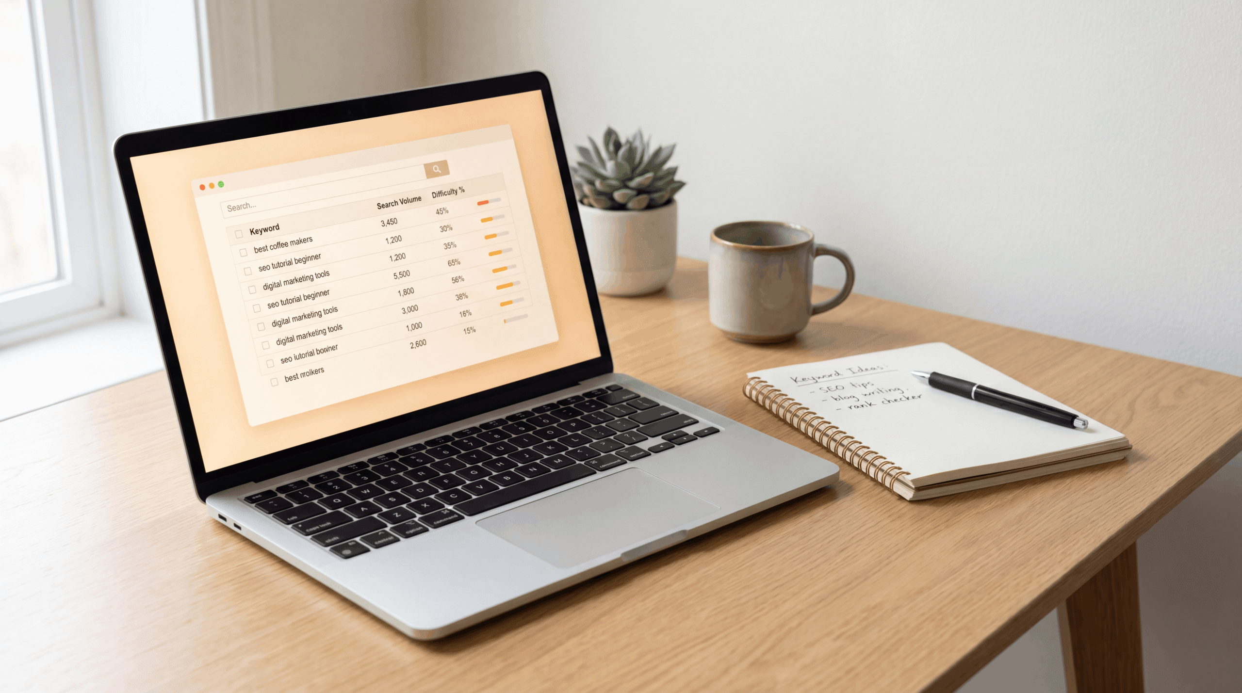 semrush keyword research tutorial beginner laptop dashboard